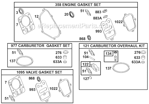 Page J Diagram and Parts List for 12B400SERIES  Briggs and Stratton Engine